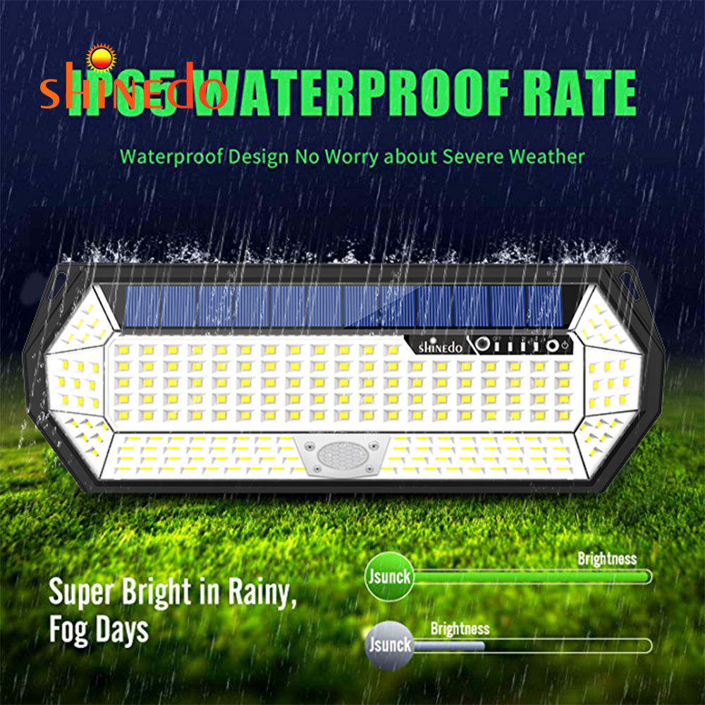 Hot Sale 18650 Rechargeable Battery Powered Waterfpfoof IP65 196 leds PIR Motion Solar Sensor Wall Light