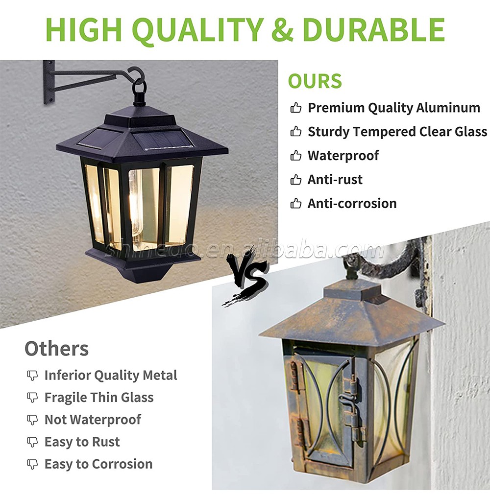 Led Outdoor Solar Wall Sconce Lantern Decorative for Porch Garage Barn
