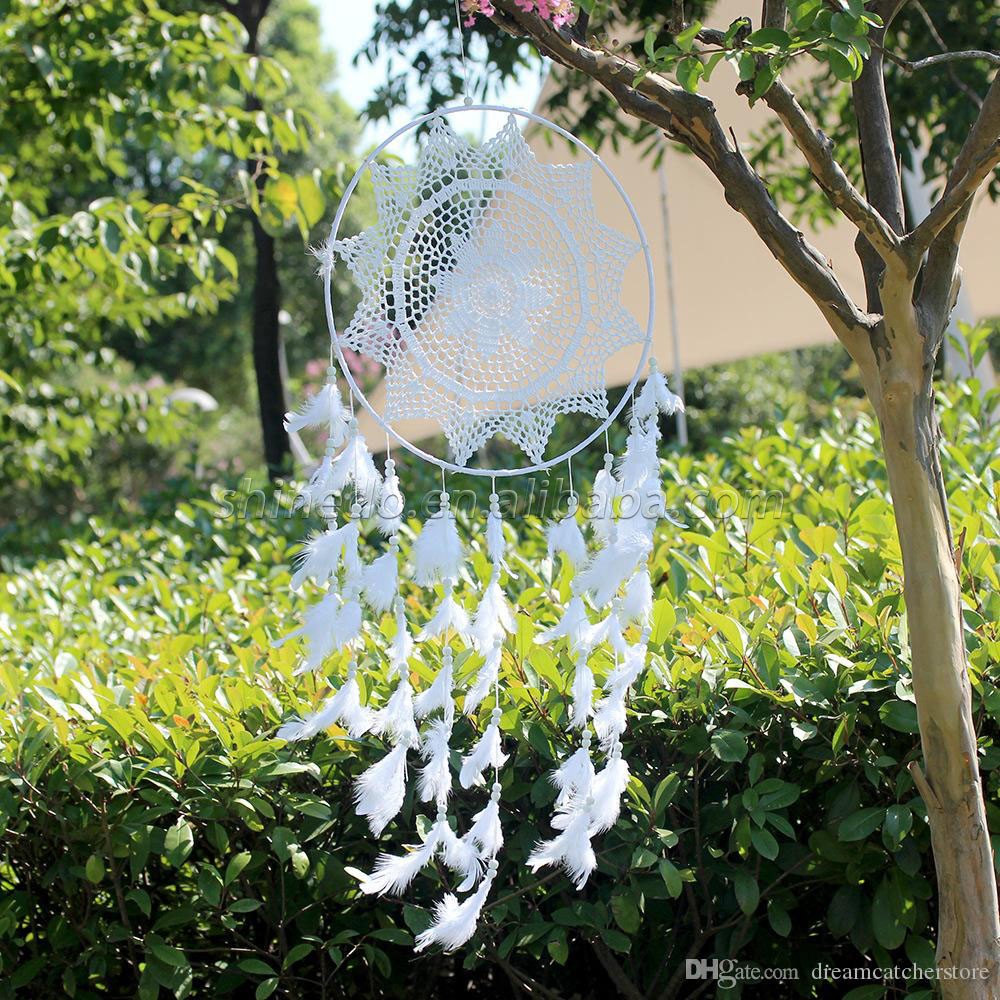 White wreath feather dream catcher for bedroom home window decoration SD-SW183