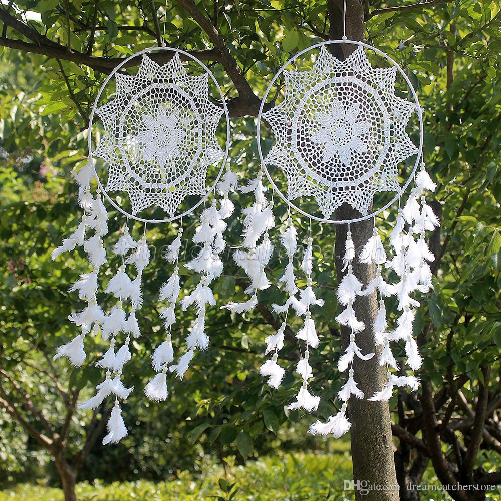 White wreath feather dream catcher for bedroom home window decoration SD-SW183