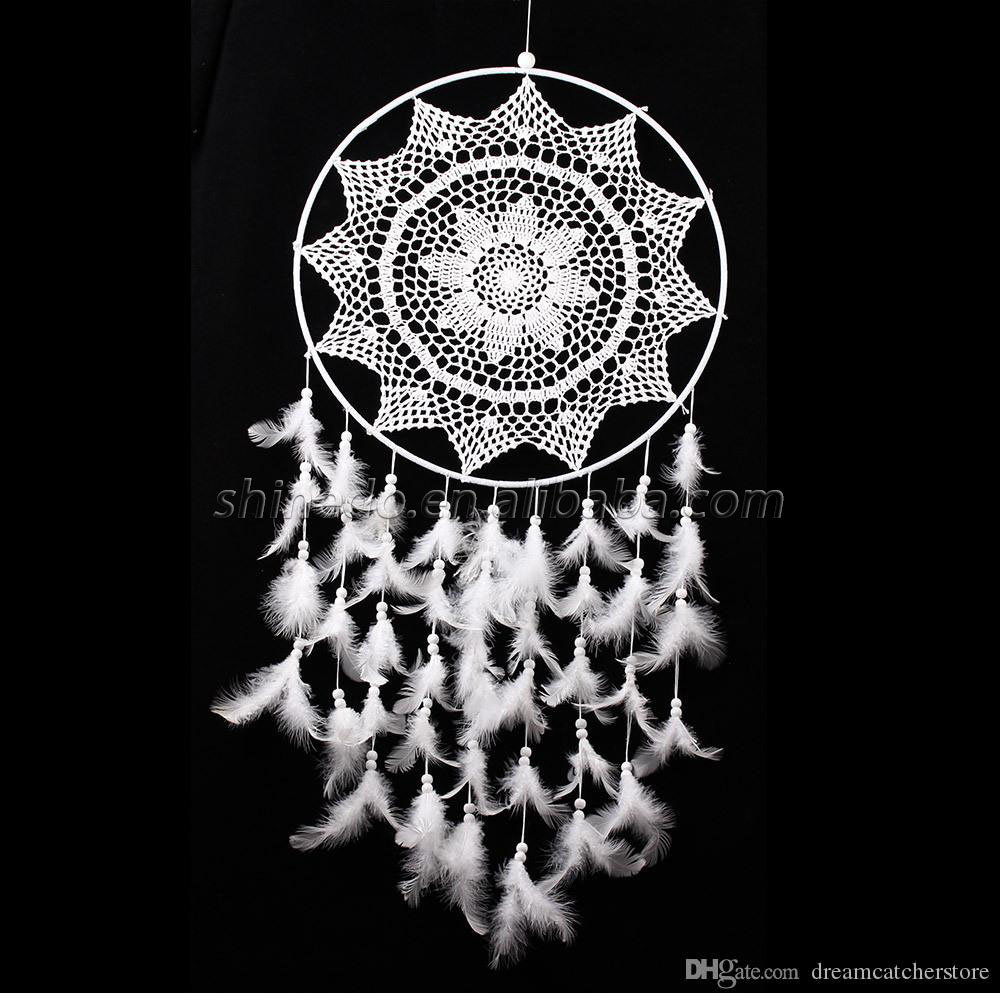 White wreath feather dream catcher for bedroom home window decoration SD-SW183