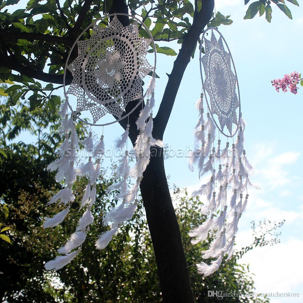 White wreath feather dream catcher for bedroom home window decoration SD-SW183