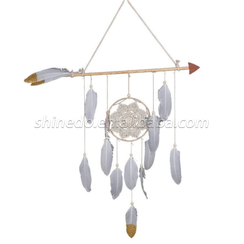 Wholesale hanging white feather flower dream catcher SD-SW195