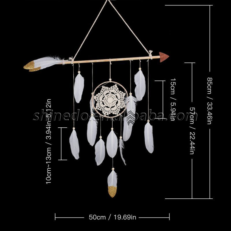 Wholesale hanging white feather flower dream catcher SD-SW195