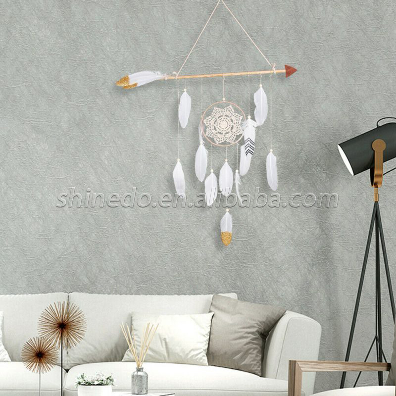 Wholesale hanging white feather flower dream catcher SD-SW195