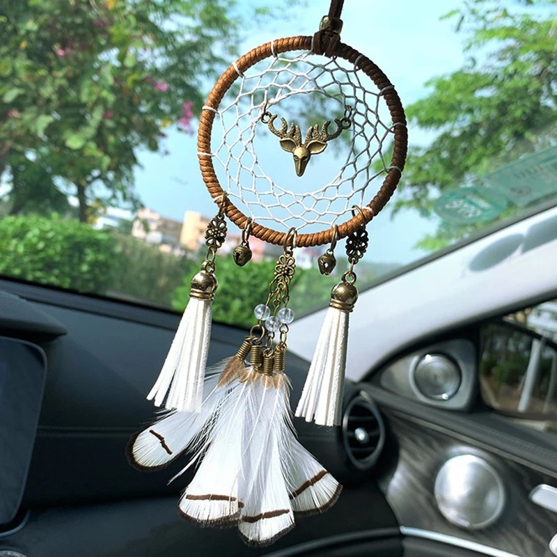 Lucky Car Pendant Dream Catcher with Deer Bell Feather Dream Catcher SD-SW197