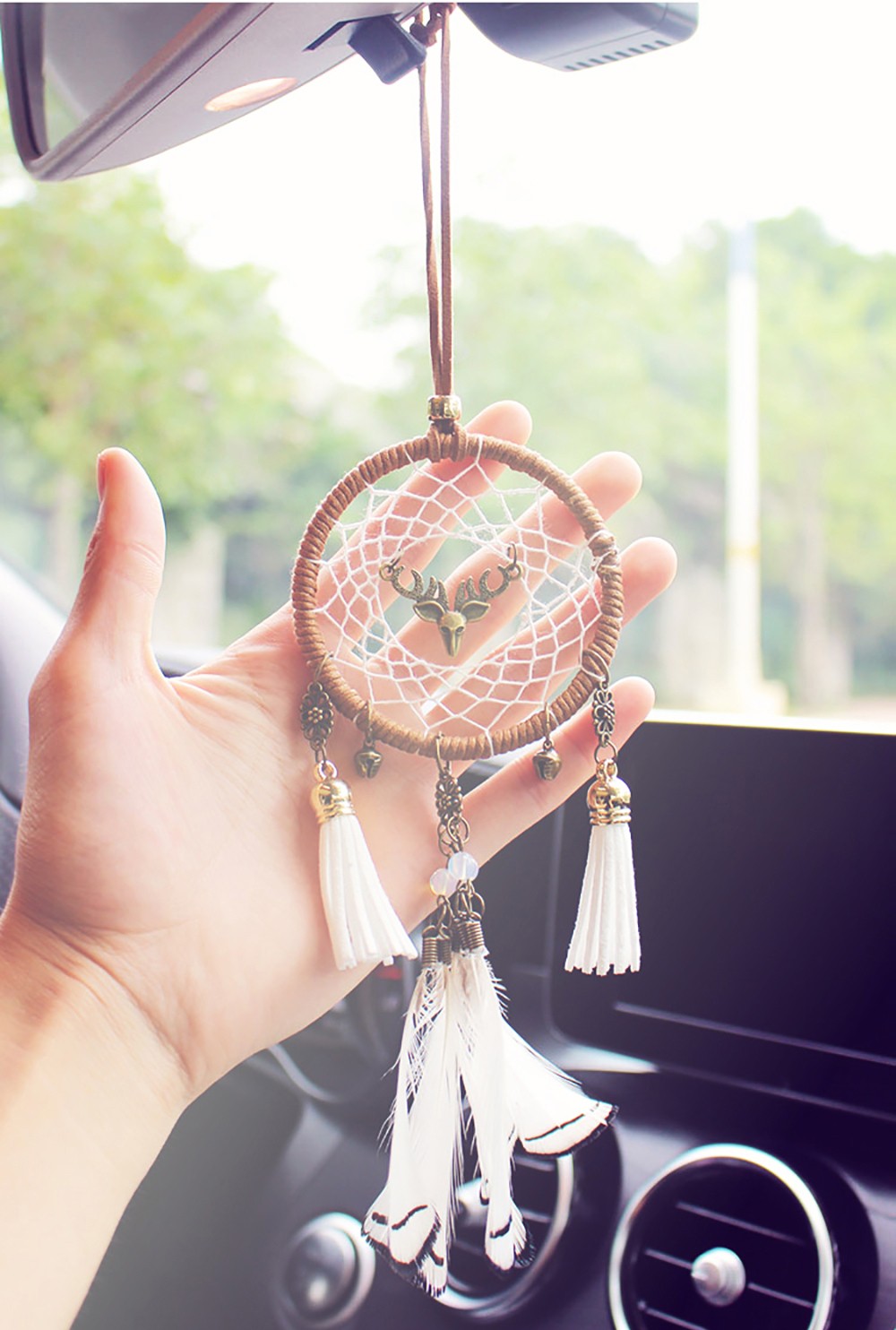 Lucky Car Pendant Dream Catcher with Deer Bell Feather Dream Catcher SD-SW197