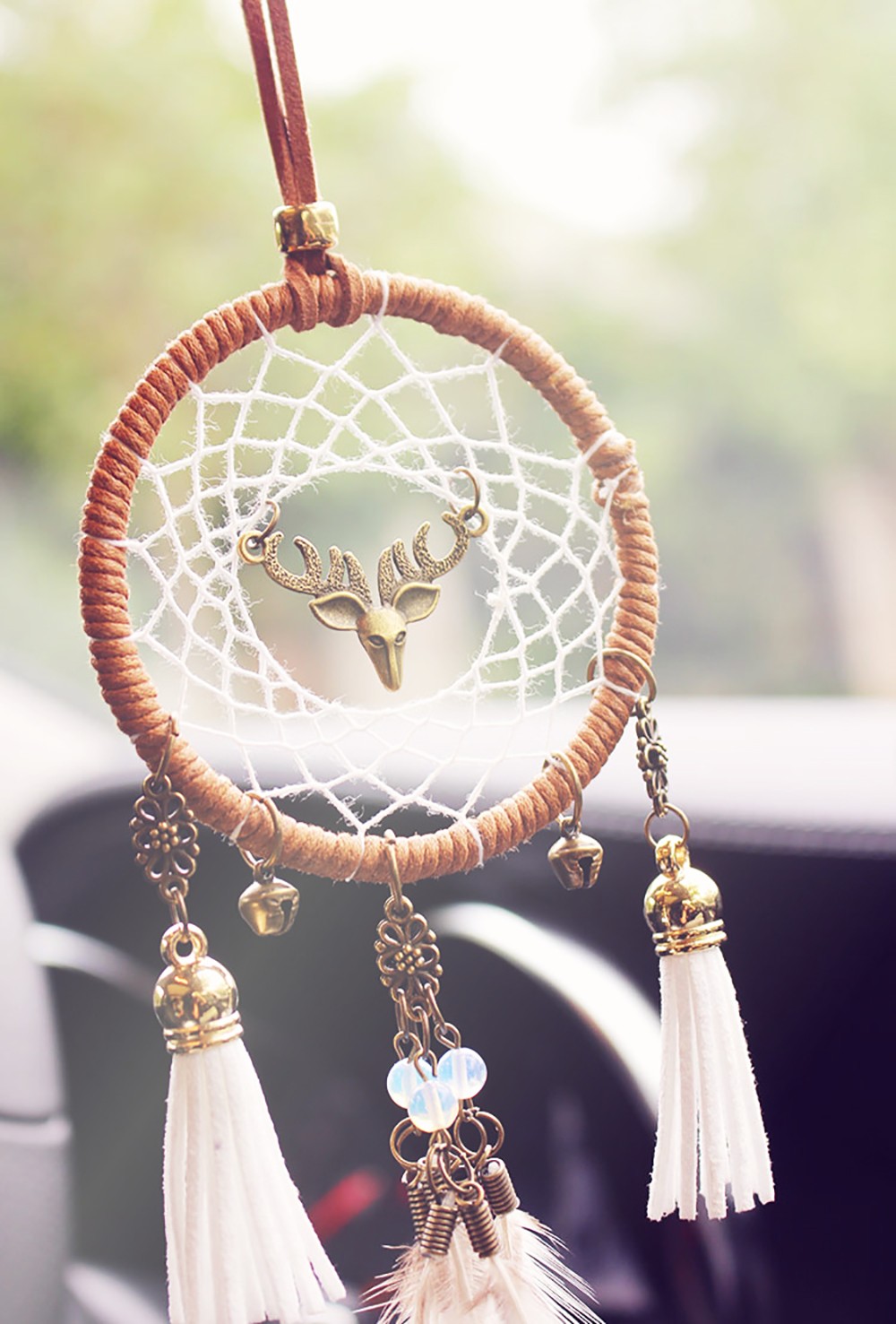 Lucky Car Pendant Dream Catcher with Deer Bell Feather Dream Catcher SD-SW197