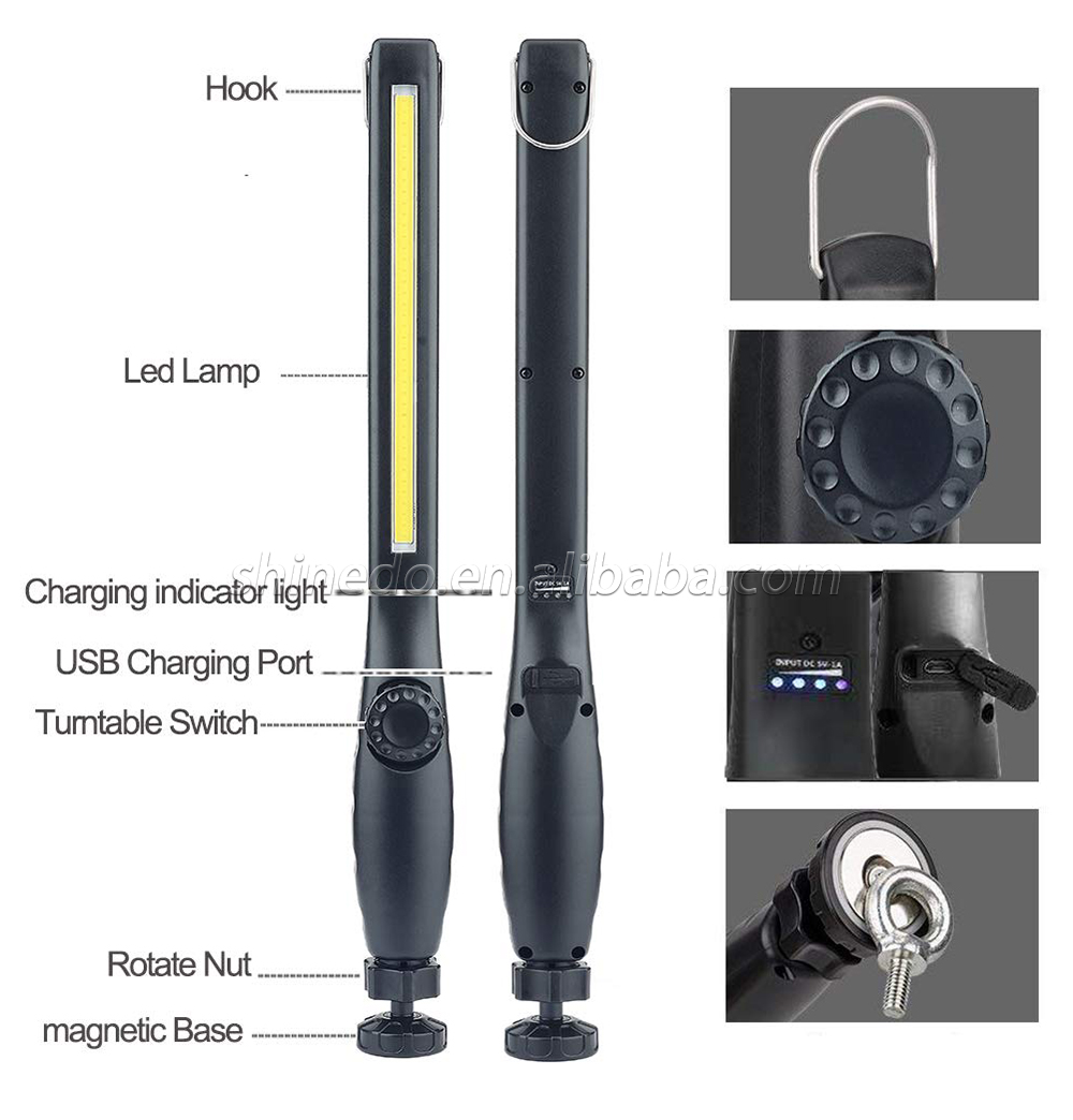 LED working light rechargeable hook flashlight SD-SW891