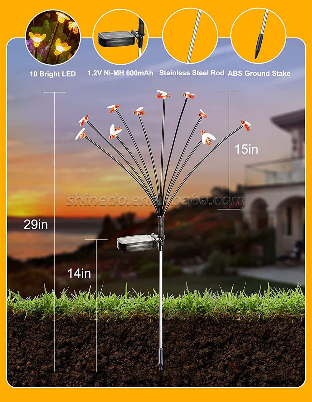 Outdoor Waterproof Garden Sunlight Powered Landscape Lights Firefly Garden Lights Lawn Garden Decor Solar Firefly Light SD-SL958