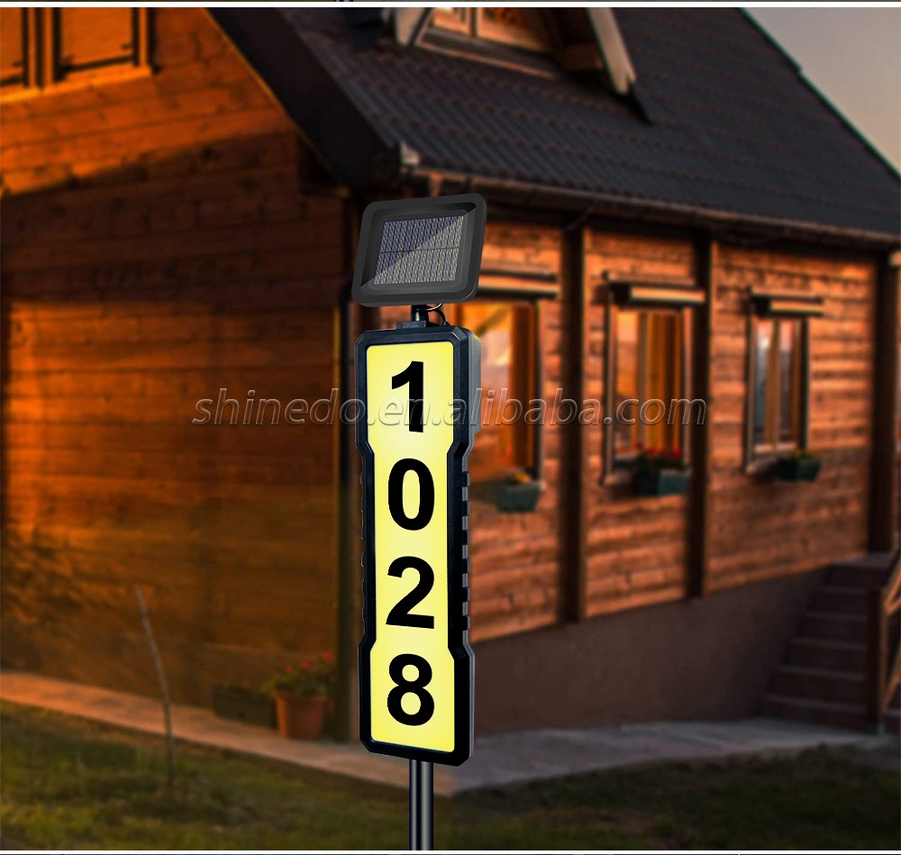 House Number Led Solar Lamp Waterproof Door Address Digits Plate Plaque Solar Wall Lamp Lawn Lamp House Number Light SD-SL951