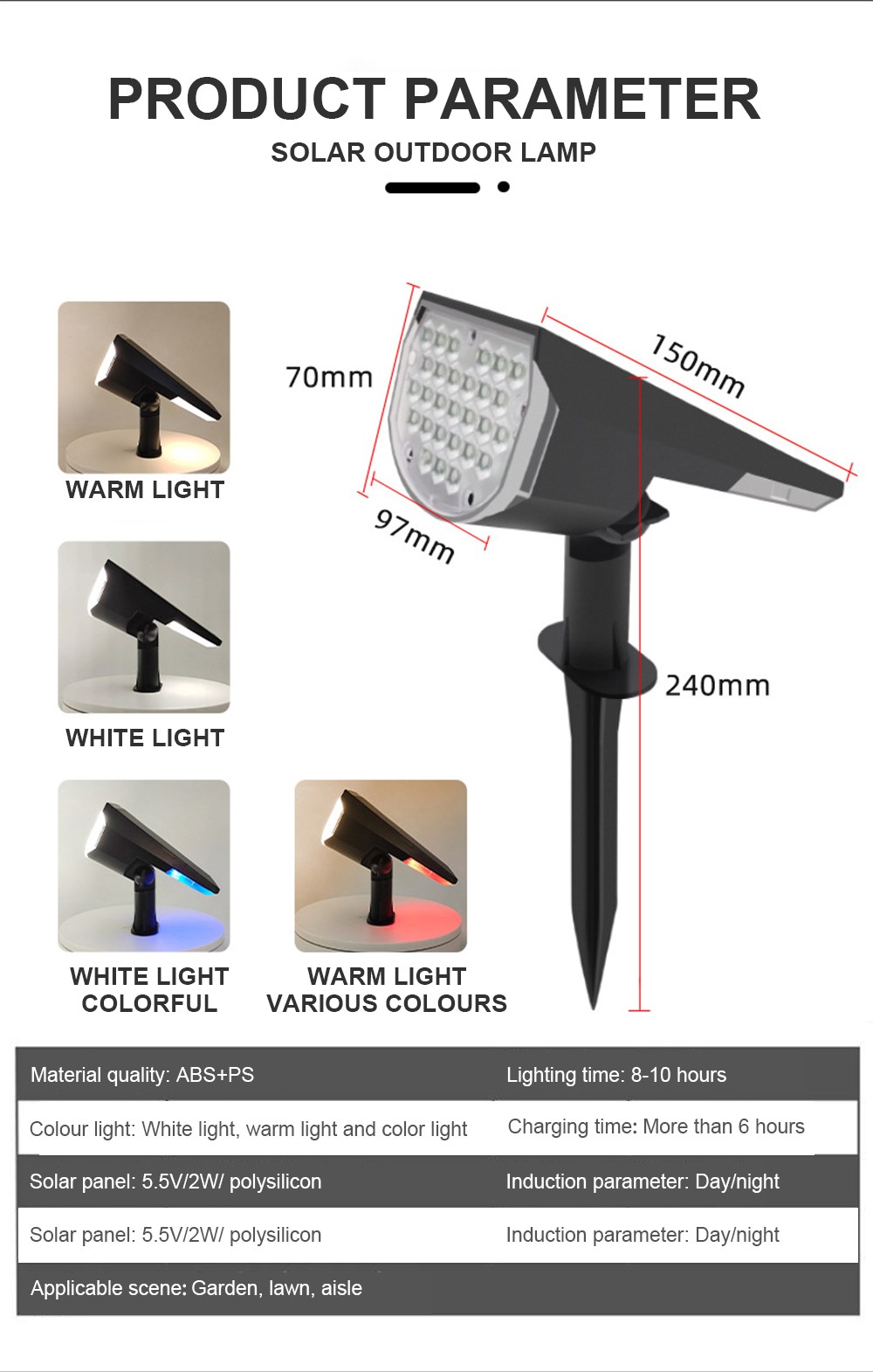 Wholesale SpotLights Outdoor IP65 Waterproof Solar Powered Wall Lights 2-in-1 Adjustable Lights SD-SL813