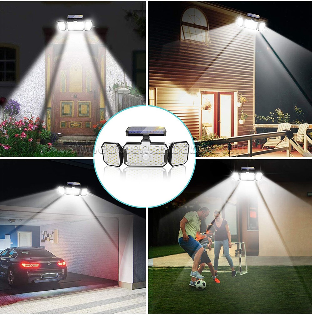 Solar Lights Outdoor Garden LED Wall Lamp with Adjustable Heads Security LED Flood Light IP65 Waterproof with 3 Working Modes SD-SSE211