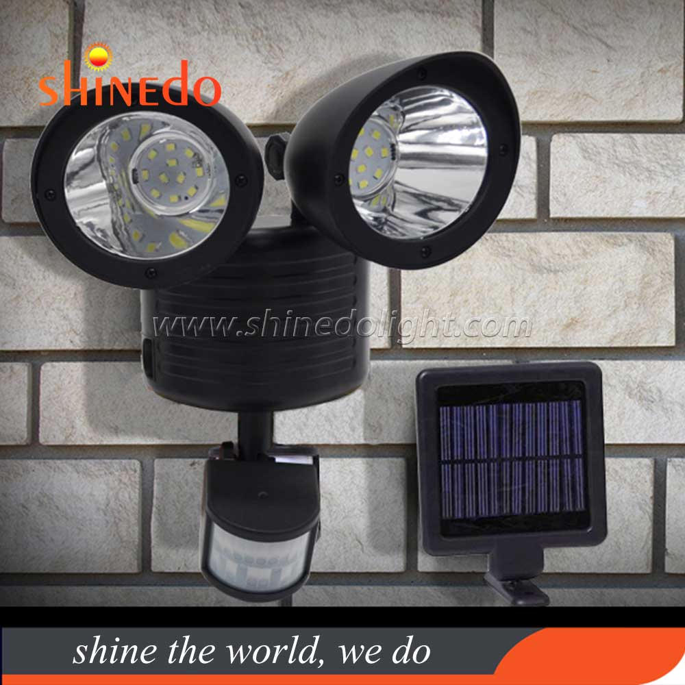 Solar Motion Sensor Security Wall Light IP65 22 LED Adjustable Double Head for Garden Wall PIR Detector Lighting SD-SSE22