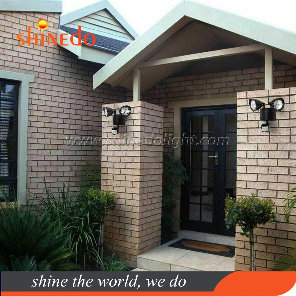 Solar Motion Sensor Security Wall Light IP65 22 LED Adjustable Double Head for Garden Wall PIR Detector Lighting SD-SSE22