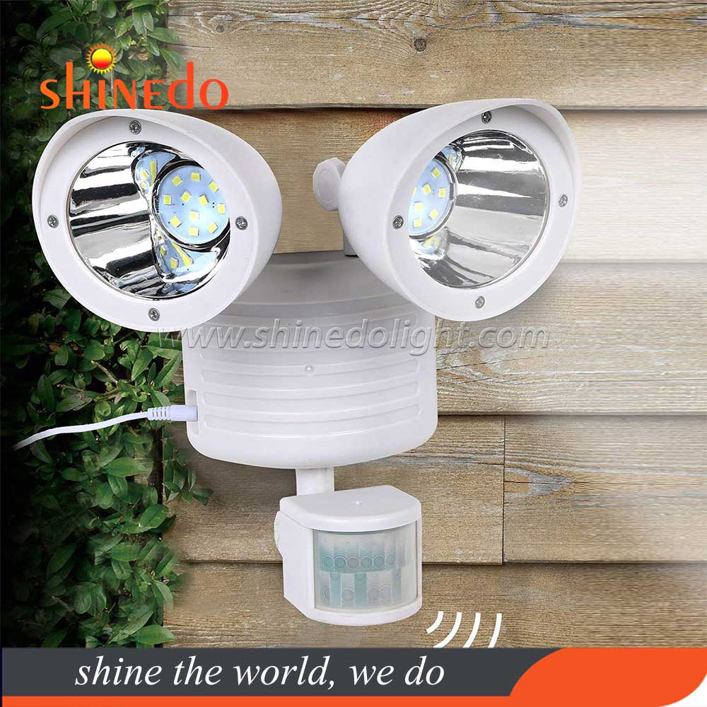 Solar Motion Sensor Security Wall Light IP65 22 LED Adjustable Double Head for Garden Wall PIR Detector Lighting SD-SSE22