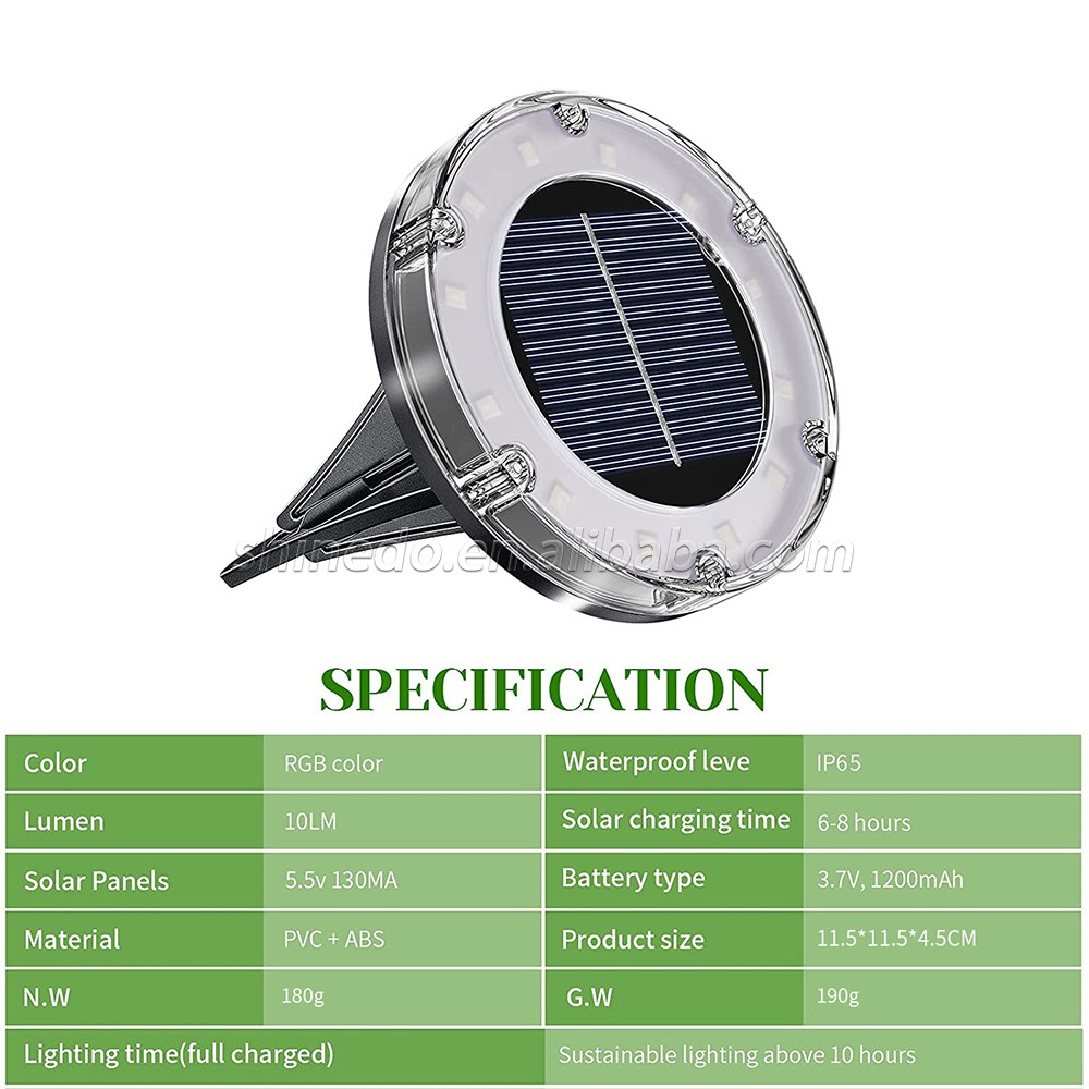 Shinedo Solar Ground Light Outdoor Multi Color Solar Garden Light IP65 Waterproof Landscape Light for Yard and Driveway SD-SL779