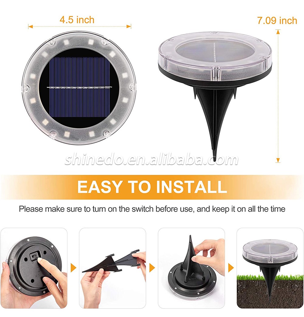 Shinedo Solar Ground Light Outdoor Multi Color Solar Garden Light IP65 Waterproof Landscape Light for Yard and Driveway SD-SL779