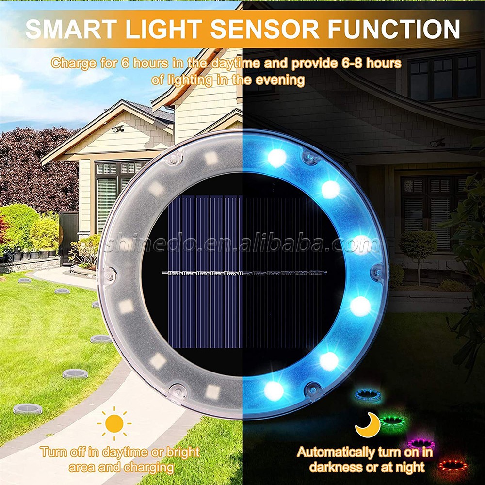 Shinedo Solar Ground Light Outdoor Multi Color Solar Garden Light IP65 Waterproof Landscape Light for Yard and Driveway SD-SL779