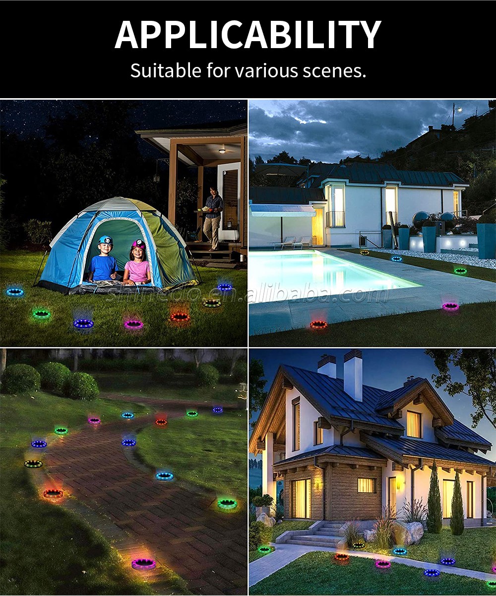 Shinedo Solar Ground Light Outdoor Multi Color Solar Garden Light IP65 Waterproof Landscape Light for Yard and Driveway SD-SL779