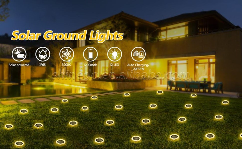 Shinedo Solar Ground Light Outdoor Warm White Solar Garden Light IP65 Waterproof Landscape Light for Yard and Walkway SD-SL778