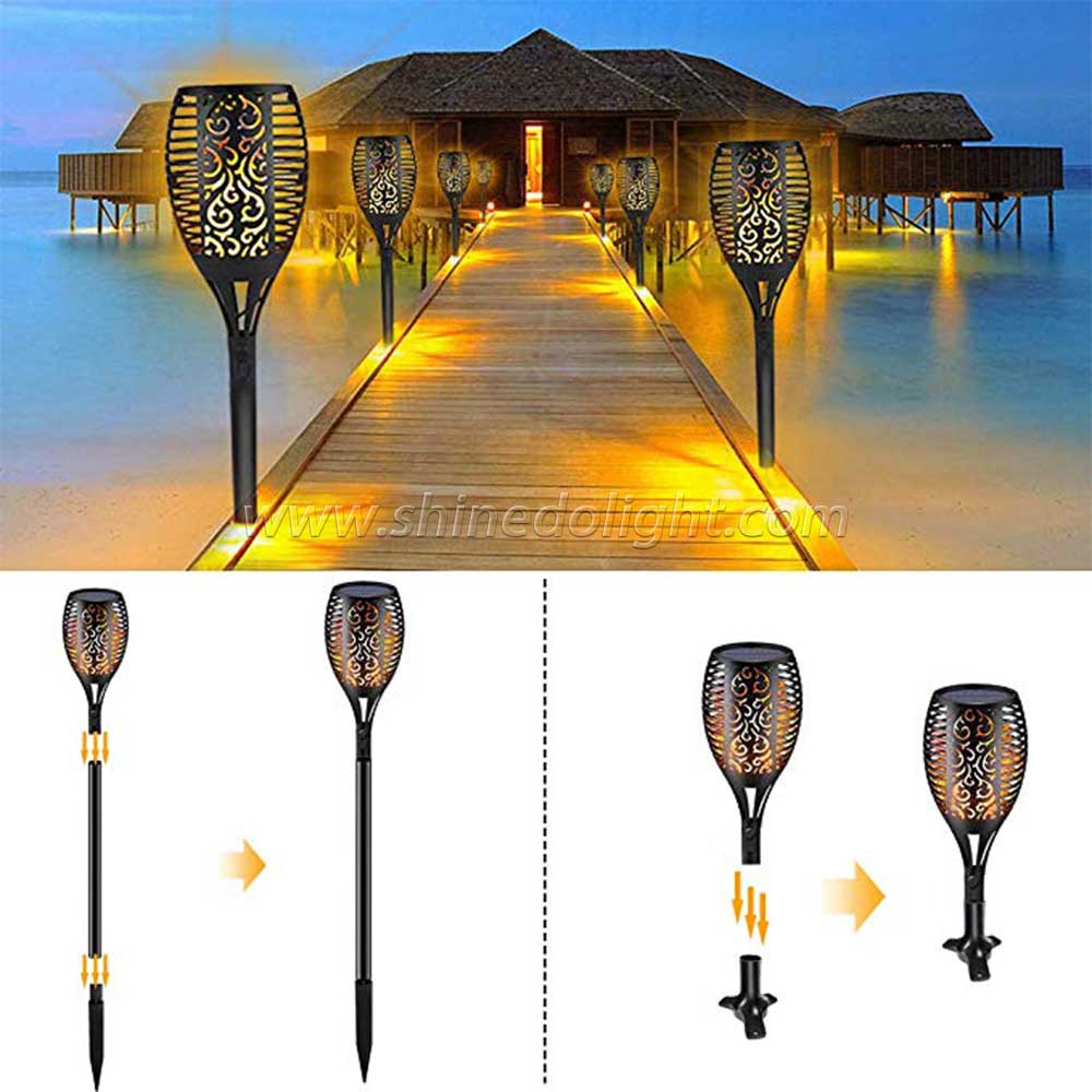 Waterproof Three Modes 96LED Solar Fire Flickering Flame lamp Garden Torch Light SD-SL092