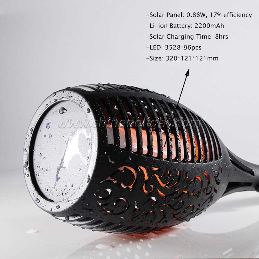 Waterproof Three Modes 96LED Solar Fire Flickering Flame lamp Garden Torch Light SD-SL092