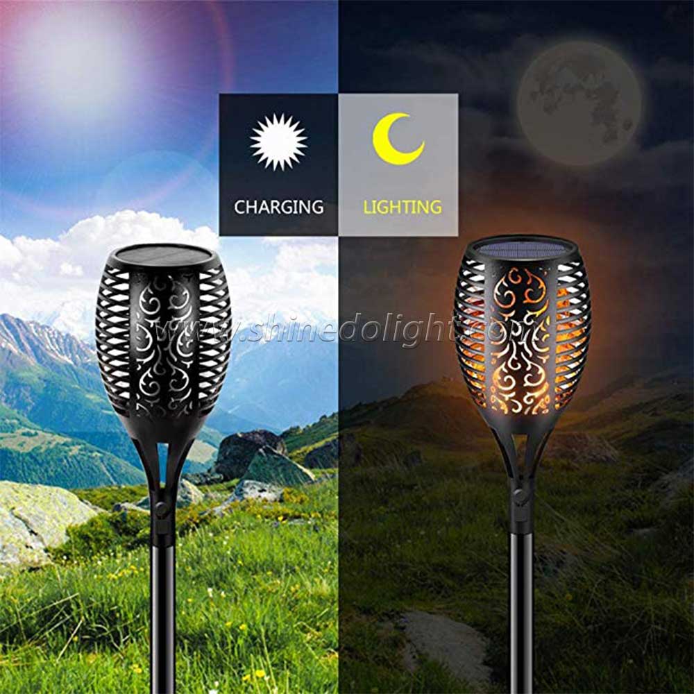 Waterproof Three Modes 96LED Solar Fire Flickering Flame lamp Garden Torch Light SD-SL092