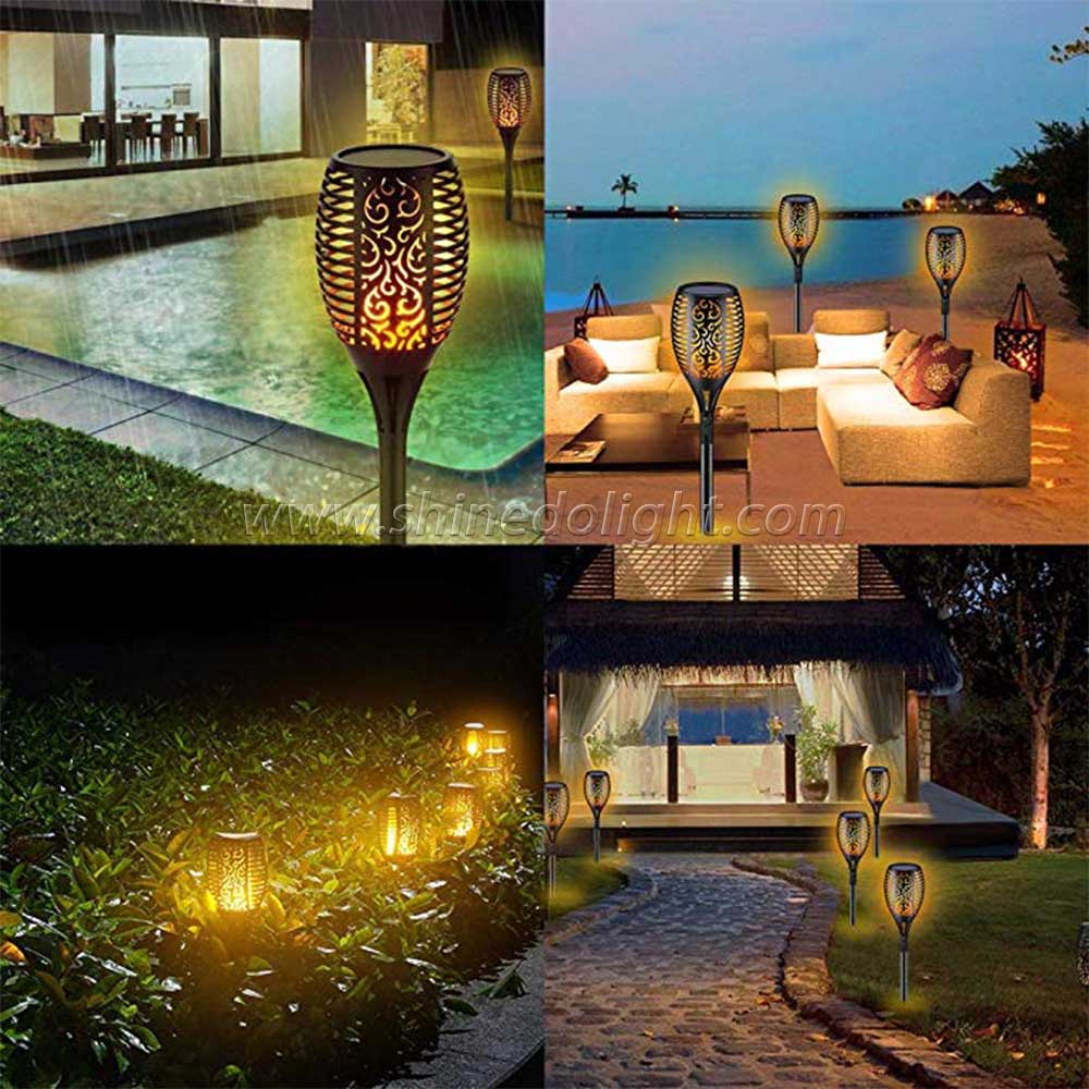 Waterproof Three Modes 96LED Solar Fire Flickering Flame lamp Garden Torch Light SD-SL092