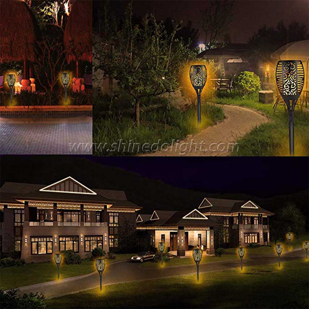 Waterproof Three Modes 96LED Solar Fire Flickering Flame lamp Garden Torch Light SD-SL092