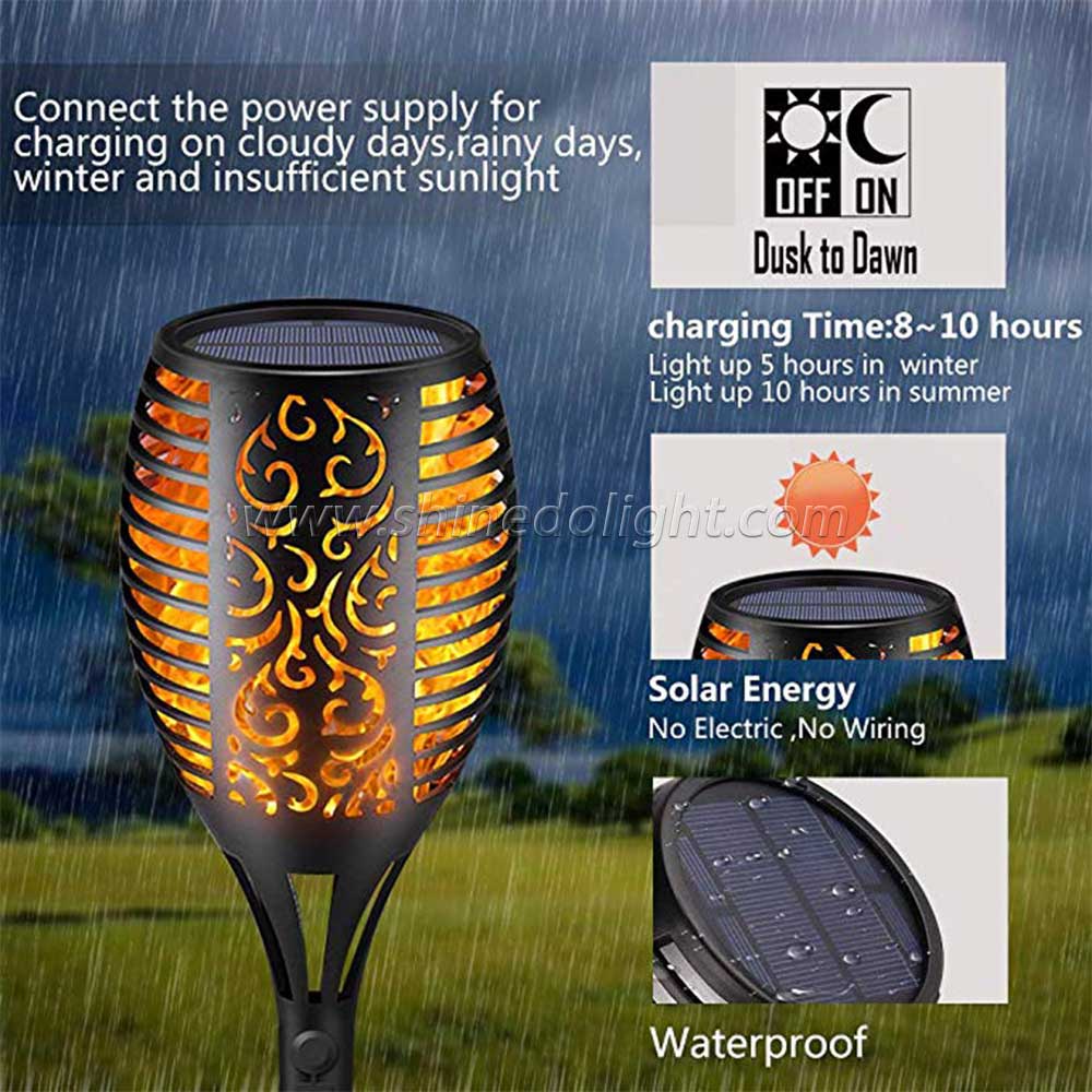 Waterproof Three Modes 96LED Solar Fire Flickering Flame lamp Garden Torch Light SD-SL092