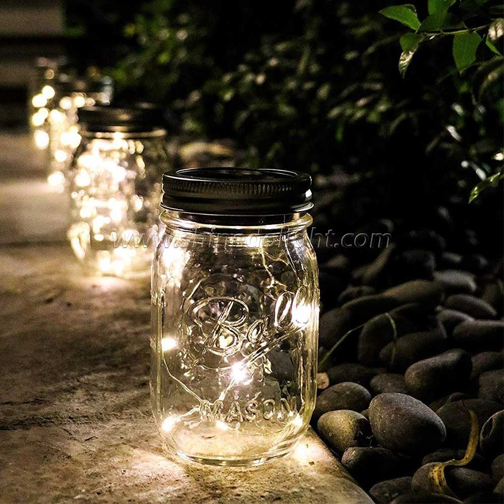 Decoration Sun Solar Glass Mason LED Jar Fairy Table Lights Waterproof SD-SJ12