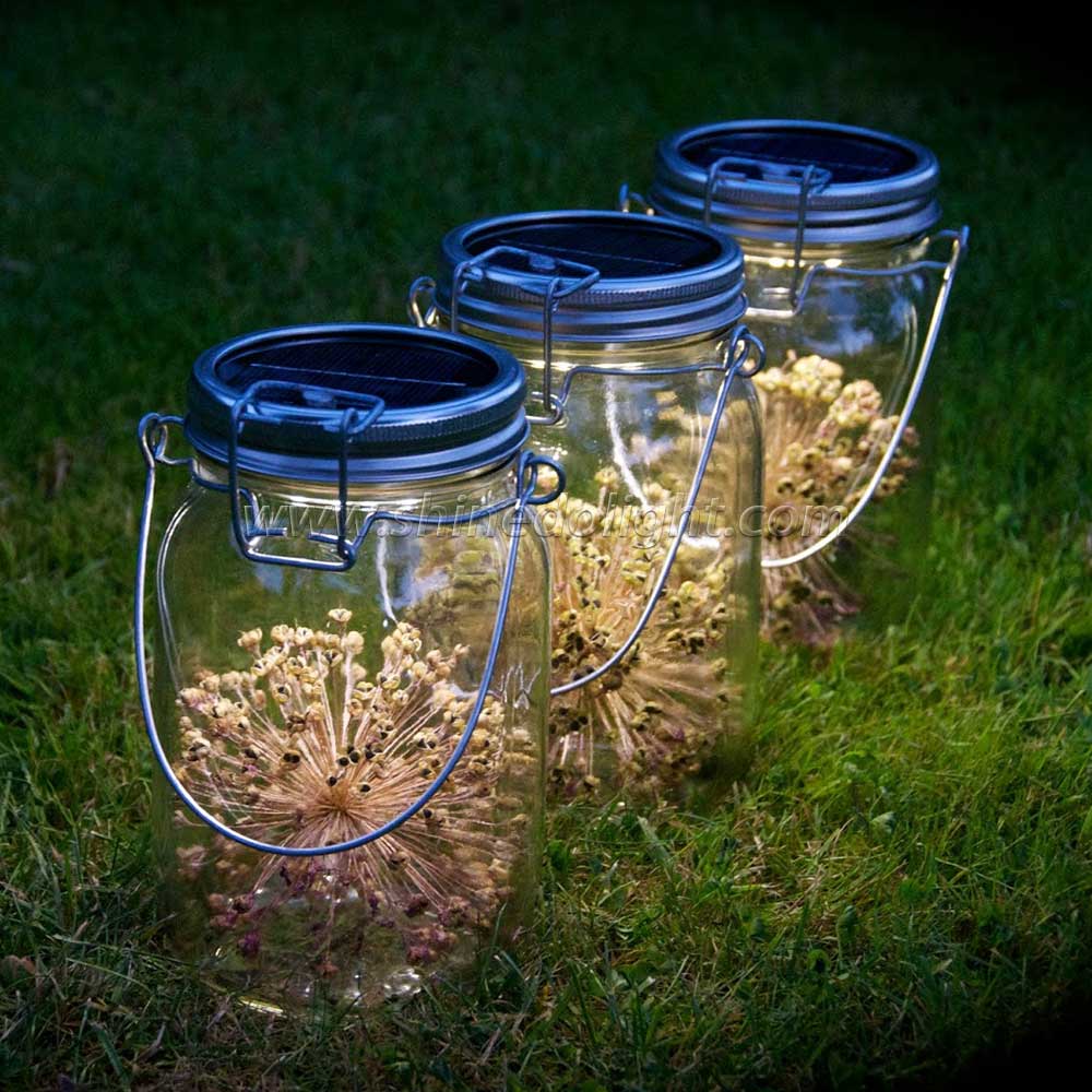 Decoration Sun Solar Glass Mason LED Jar Fairy Table Lights Waterproof SD-SJ12