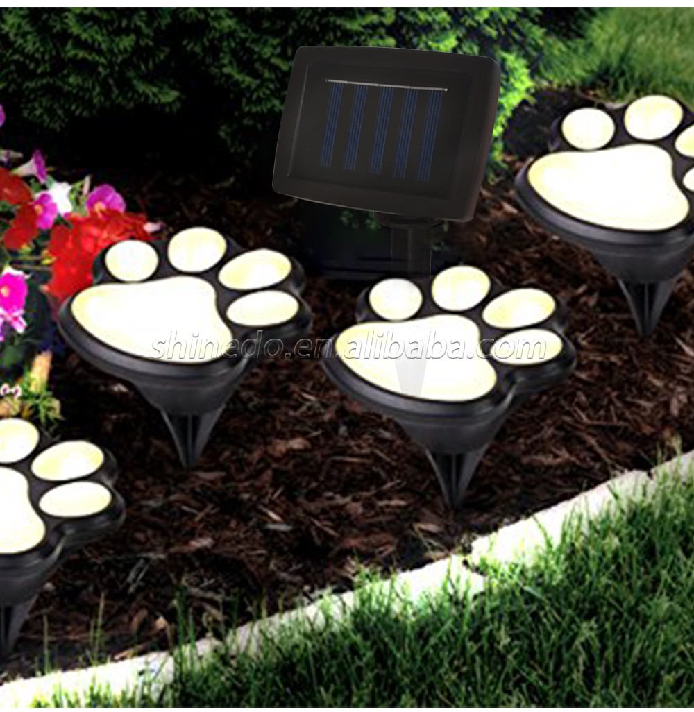 Paw Print Solar Outdoor Lights, Walkway Lighting Waterproof Dog Puppy Animal Paw Lights for Garden SD-SL160