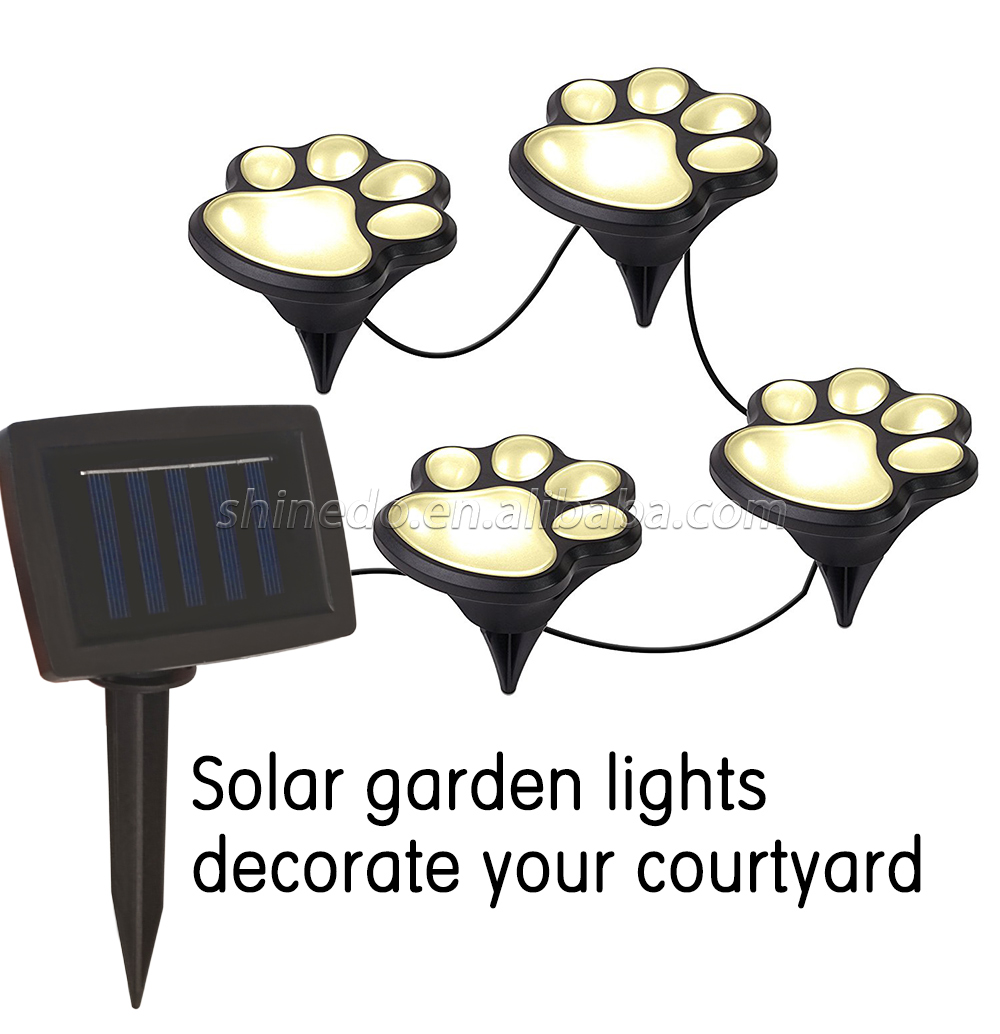 Paw Print Solar Outdoor Lights, Walkway Lighting Waterproof Dog Puppy Animal Paw Lights for Garden SD-SL160