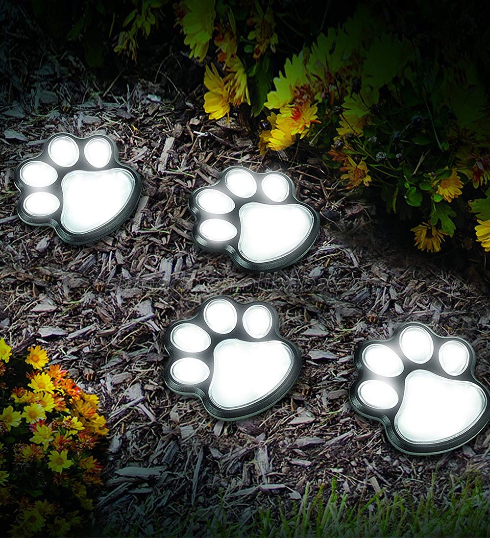 Paw Print Solar Outdoor Lights, Walkway Lighting Waterproof Dog Puppy Animal Paw Lights for Garden SD-SL160