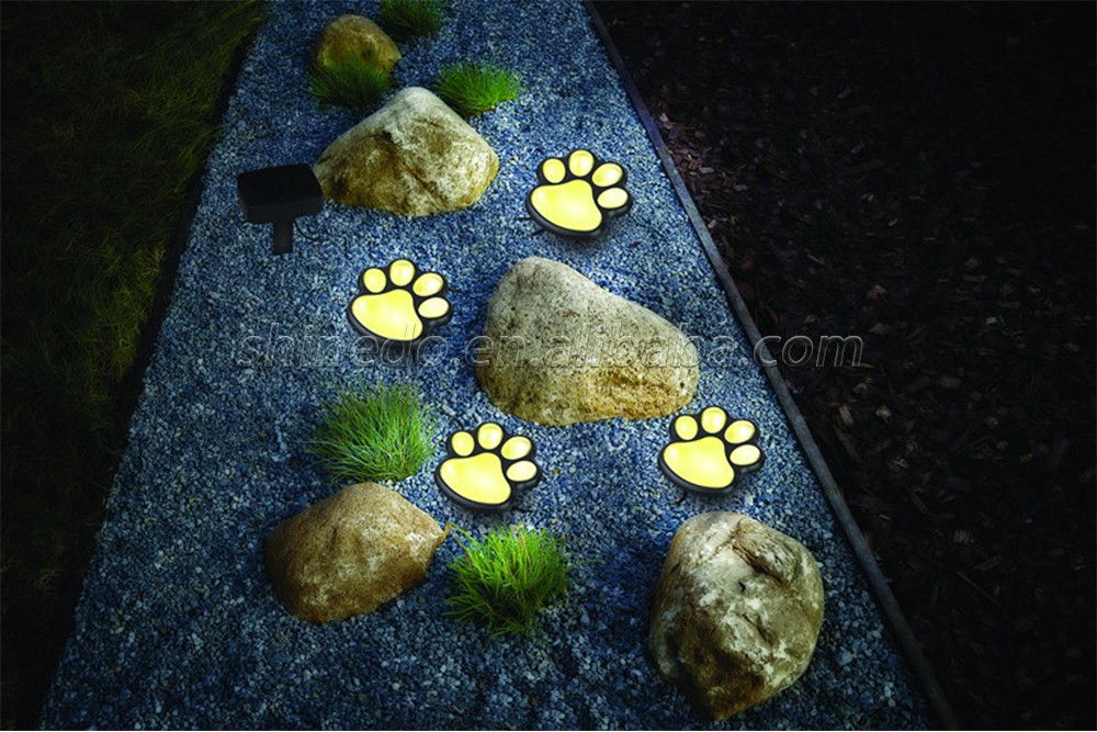 Paw Print Solar Outdoor Lights, Walkway Lighting Waterproof Dog Puppy Animal Paw Lights for Garden SD-SL160