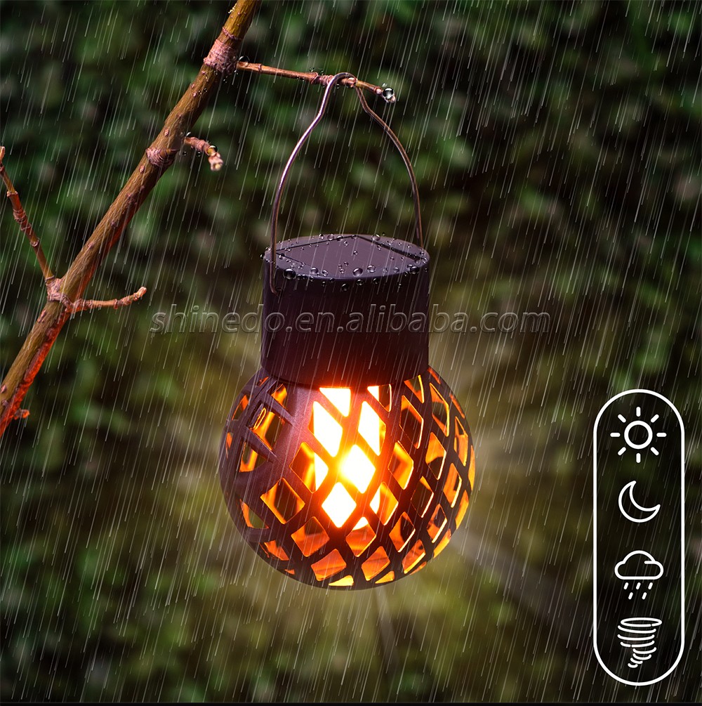 LED Outdoor Solar Light Garden Light Hanging Chandelier Lamp Hollow Garden Decoration Flame Lamp Solar Lantern Ornament SD-SL970