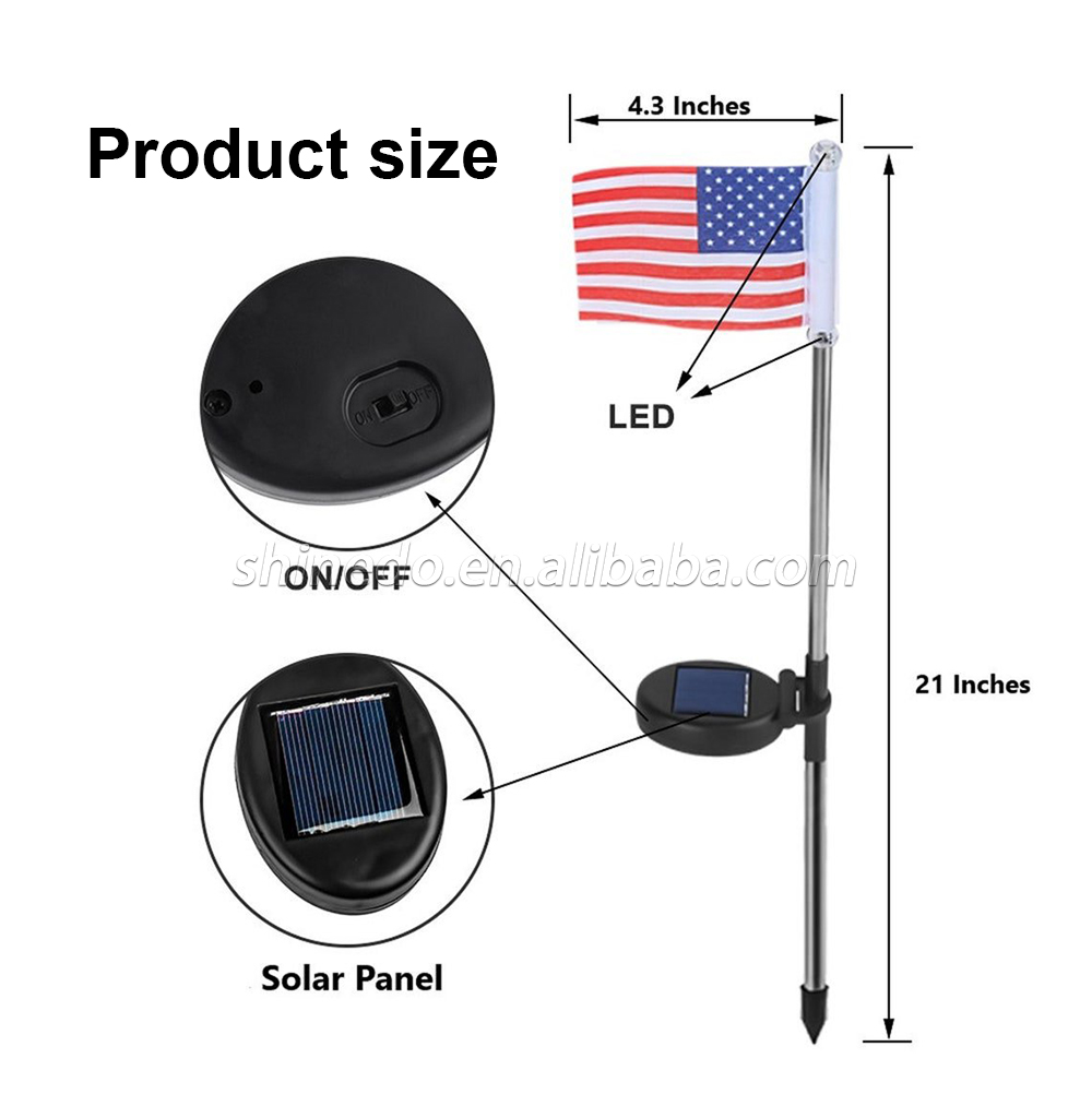 Solar Powered Light LED Flagpole Light Garden Flags Outdoor Garden Decoration SD-SL837