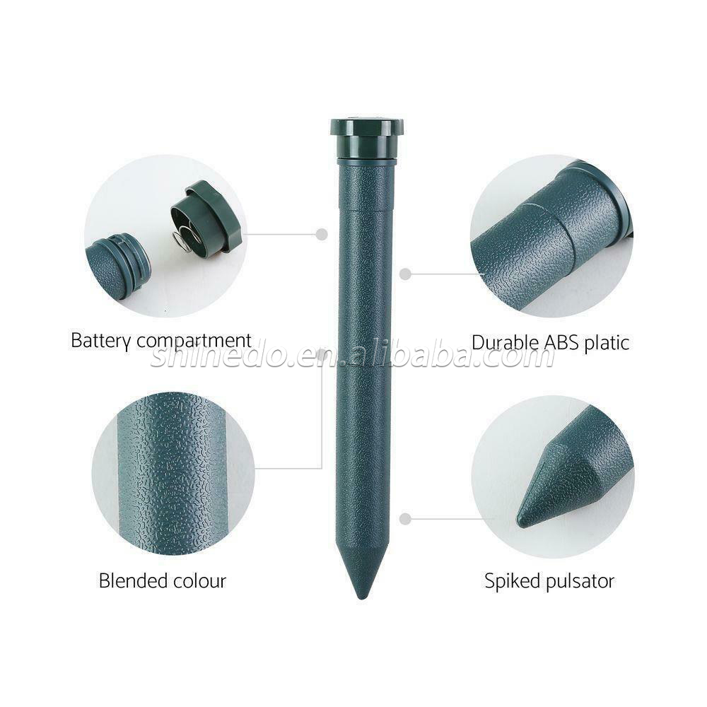 Outdoor Waterpoof Mole Repellent Battery Powered Sonic Spike Mole Gopher Stakes Repellent Ultrasonic SD-SL194