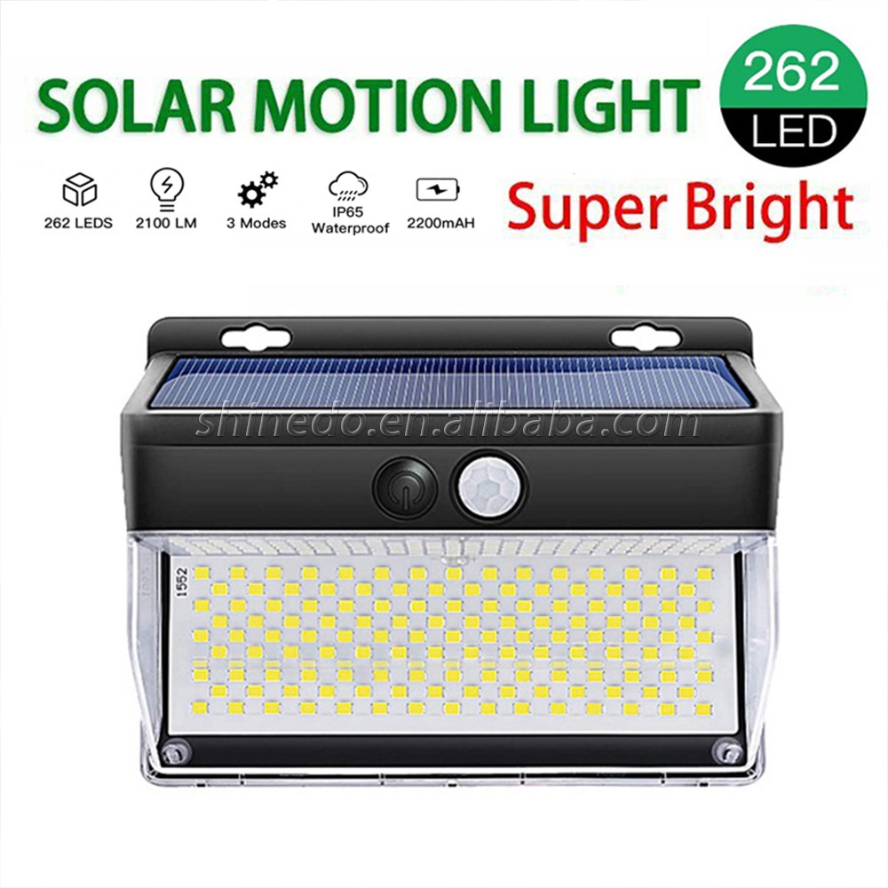 262 LED Solar Motion Sensor Lights Outdoor Super Bright 270 degrees High Illumination for Garden Yard Carbarn SD-SSE53