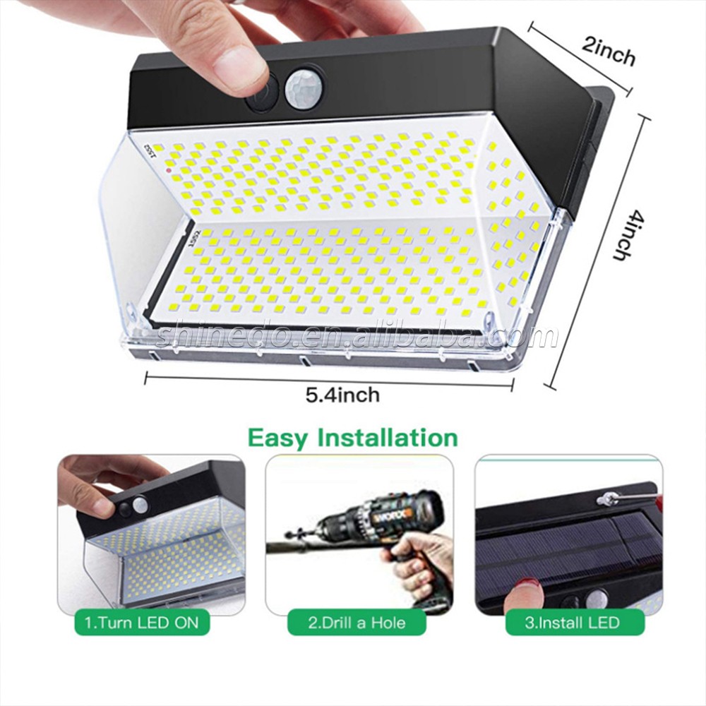 262 LED Solar Motion Sensor Lights Outdoor Super Bright 270 degrees High Illumination for Garden Yard Carbarn SD-SSE53