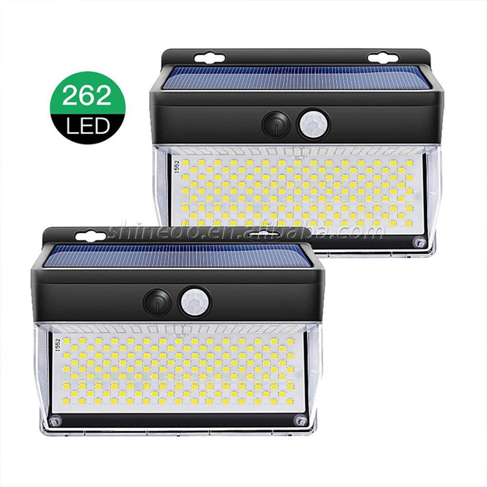 262 LED Solar Motion Sensor Lights Outdoor Super Bright 270 degrees High Illumination for Garden Yard Carbarn SD-SSE53