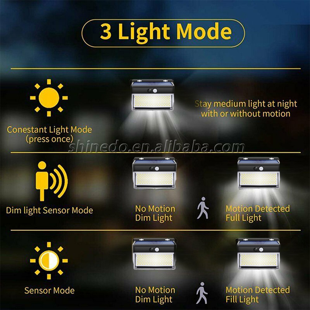 262 LED Solar Motion Sensor Lights Outdoor Super Bright 270 degrees High Illumination for Garden Yard Carbarn SD-SSE53