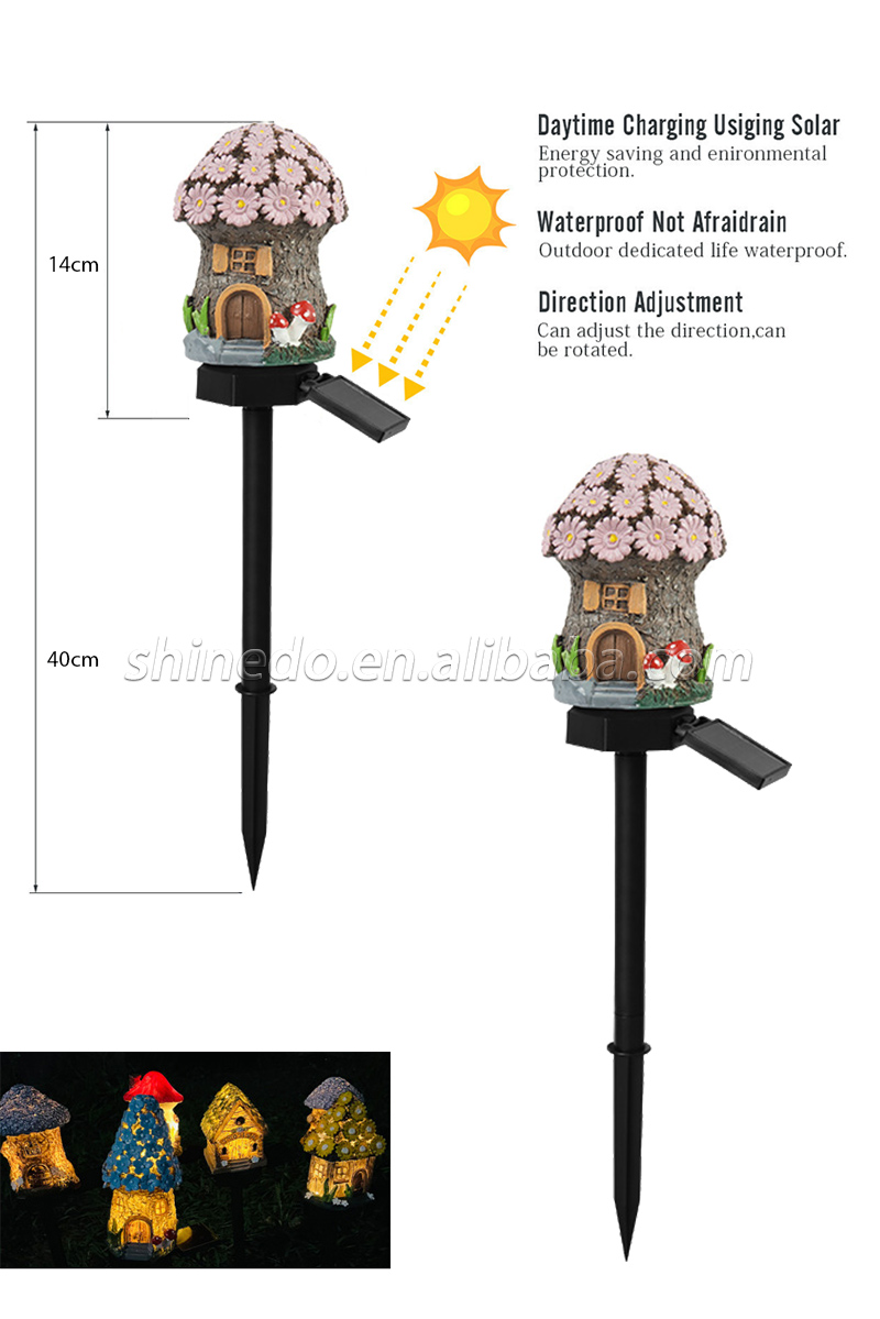 Craft Miniature House Solar Powered Led Light Garden Fairy Outdoor Walkway Sun Flower Resin Cottage Christmas Lamp Decoration SD-SL940