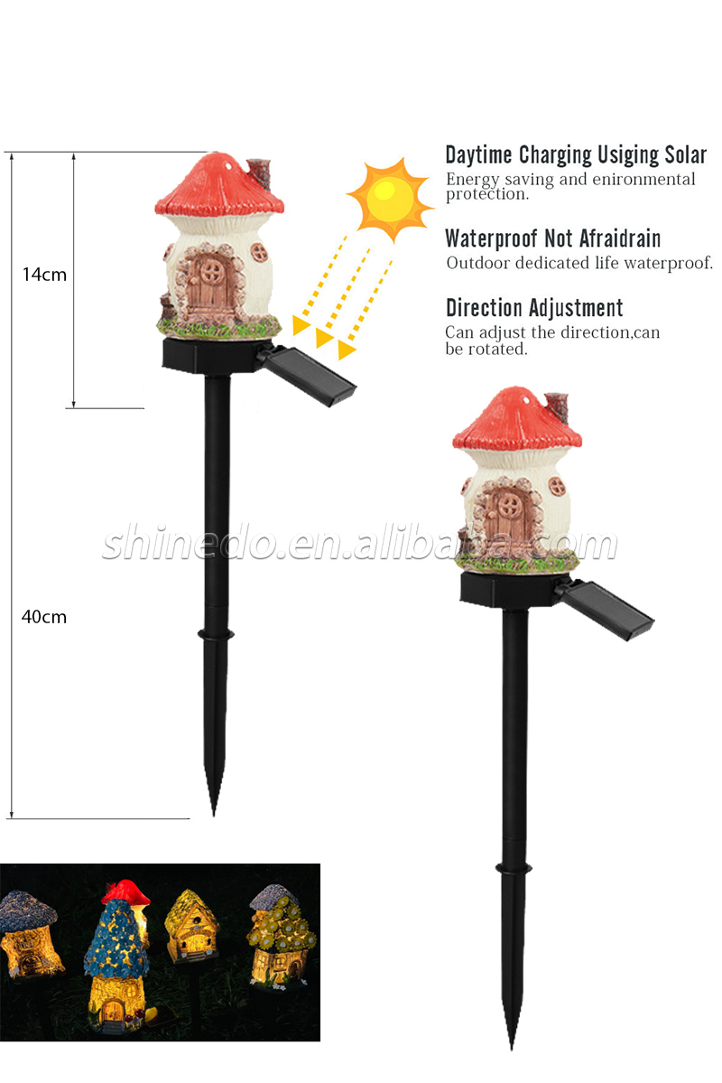 LED Solar Lawn Light Multi Craft Miniature Fairy House Solar Powered Outdoor Decor LED Garden Light Resin Cottage Christmas Lamp SD-SL942