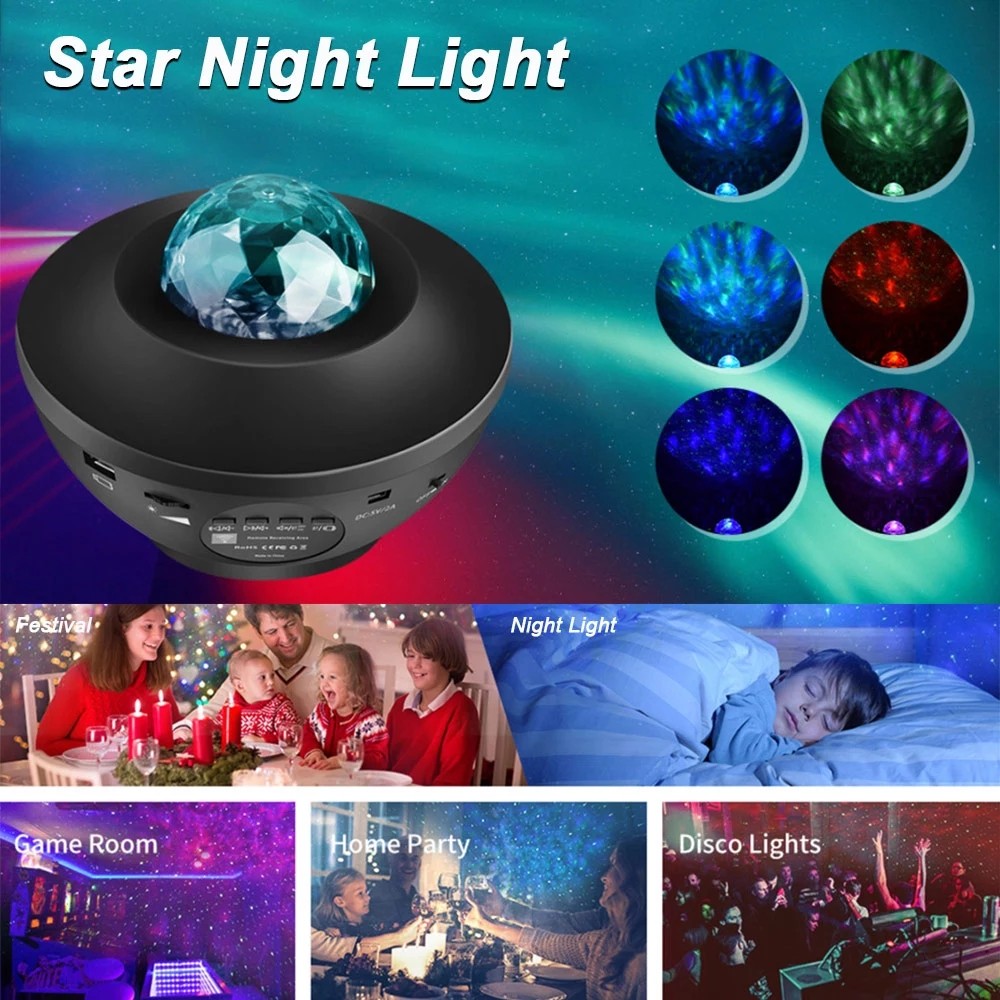 Smart Laser Starry Sky night light Projector BT Music Speaker Holiday Light Galaxy Star Projector With Remote Control SD-SP008