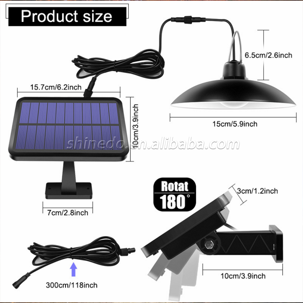 Newest 1/2 Head Outdoor LED Hanging Solar Shed Lighting Pendant Light, Garden Solar Lights Indoor with Remote Control SD-SL267