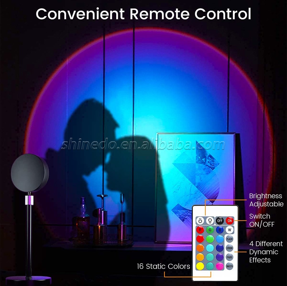 Halo Sunset Projector Led Floor RGB Modern Holiday Night Light Sunset Lamp for Photography Living Room Bedroom SD-SL223
