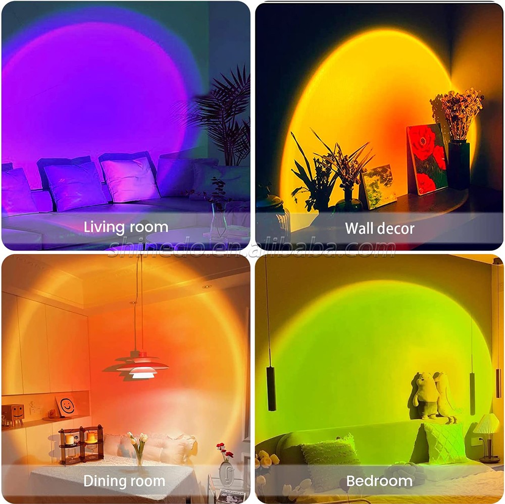 Halo Sunset Projector Led Floor RGB Modern Holiday Night Light Sunset Lamp for Photography Living Room Bedroom SD-SL223